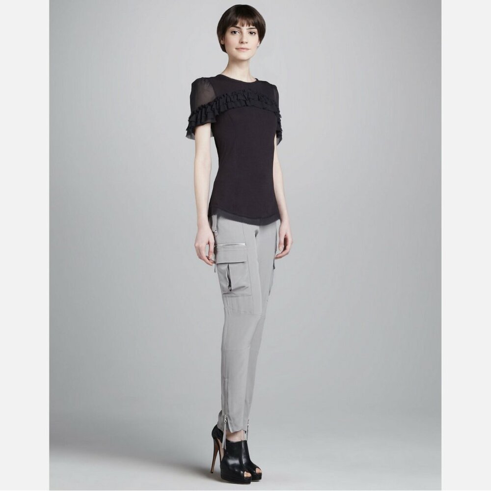 Skaist Taylor Washed Gray Silk Cargo Pants